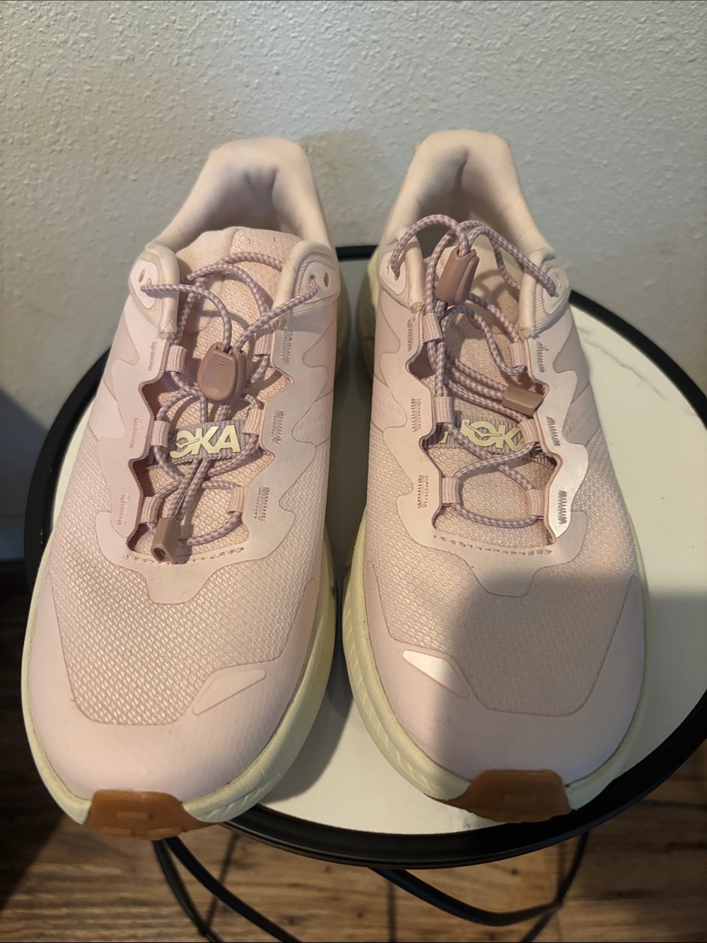 Hoka Women's Pale Pink Trail Running Shoe with Cream Midsole - Picture 2 of 4